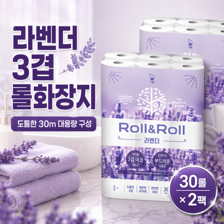 대왕롤앤롤 라벤더 3겹 고급롤화장지 30롤×2