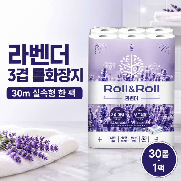 대왕 롤앤롤 라벤더 화장지 3겹 30m 30롤 1팩