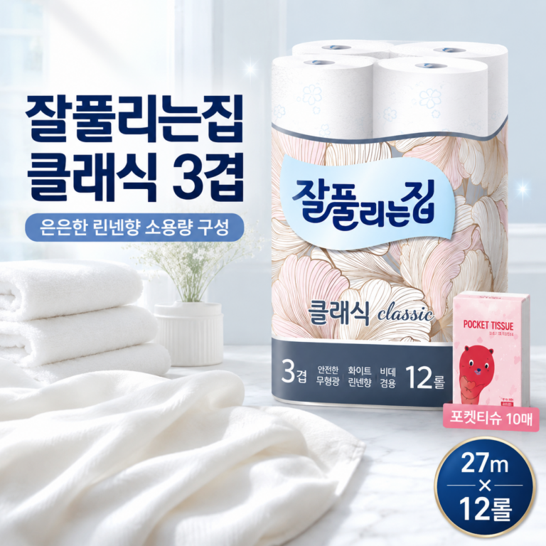 잘 풀리는집 3겹 클래식(린넨향) 화장지( 소용량 ) 27m 12롤 1팩