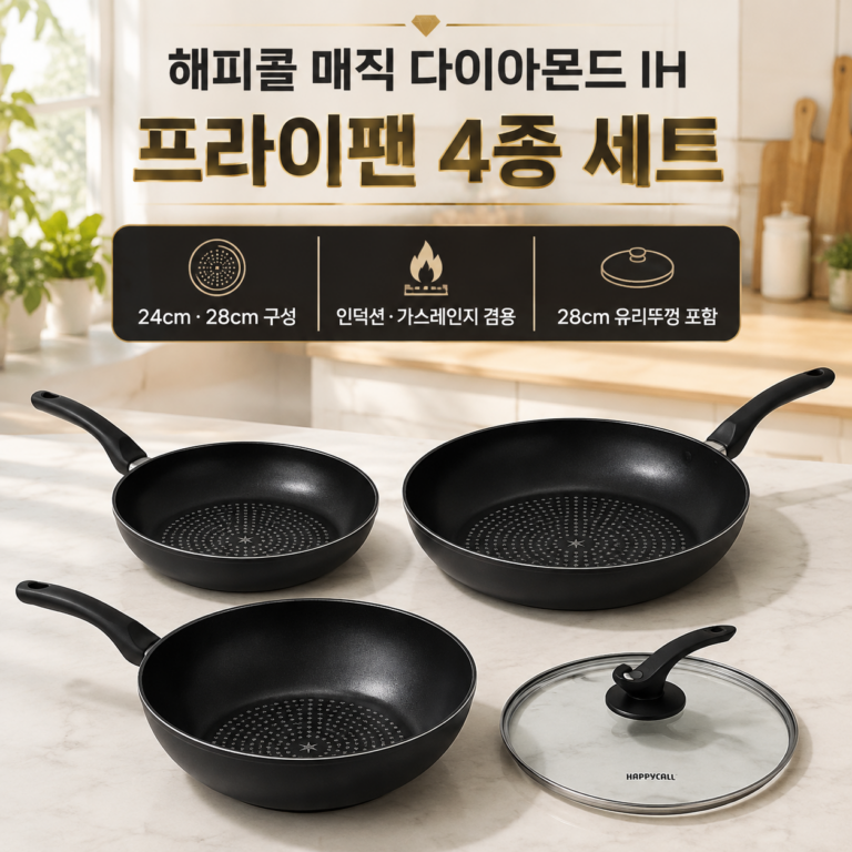 해피콜 매시브 다이아몬드 IH 프라이팬 4종세트